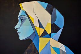 Geometric portrait of a blue woman by Poster Art Shop