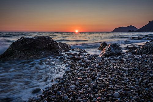 Zonsondergang op het strand van Agios Gordios, Corfu