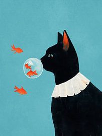Katze und Goldfisch von Branka Kodžoman
