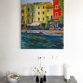 Customer photo: Lazise fishing port | Lake Garda Italy | Watercolor painting by WatercolorWall, on artframe