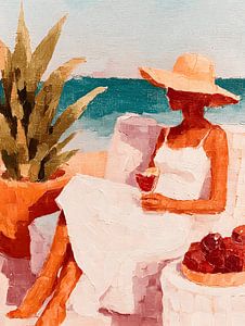 L'été au bord de la mer avec du vin