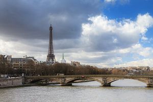 Fluss Seine mit Eiffelturm von Dennis van de Water
