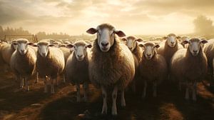 Troupeau de moutons dans le champ sur Vlindertuin Art