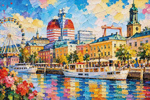 Göteborg, Zweden – een schilderij van een zomerdag in deze prachtige Scandinavische stad.