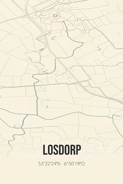 Vintage landkaart van Losdorp (Groningen) van MijnStadsPoster