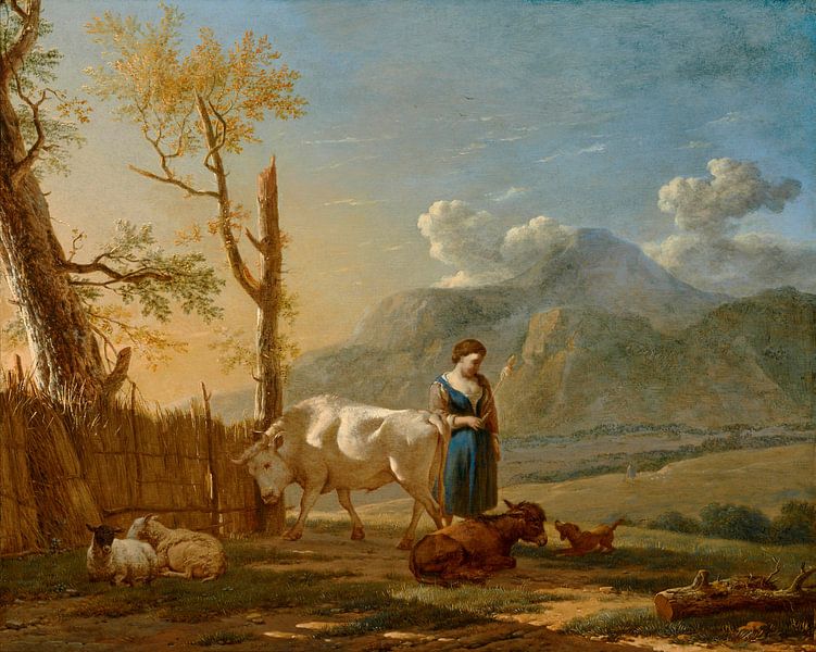 Landscape with shepherdess, Karel Dujardin by Masterful Masters