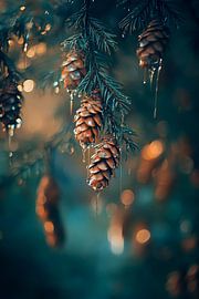 Tannenzapfen im Nebel – Ästhetisch von Poster Art Shop