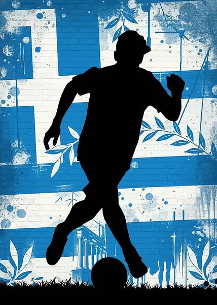 Greece Football Player Dribbling Silhouette by MIROKKU