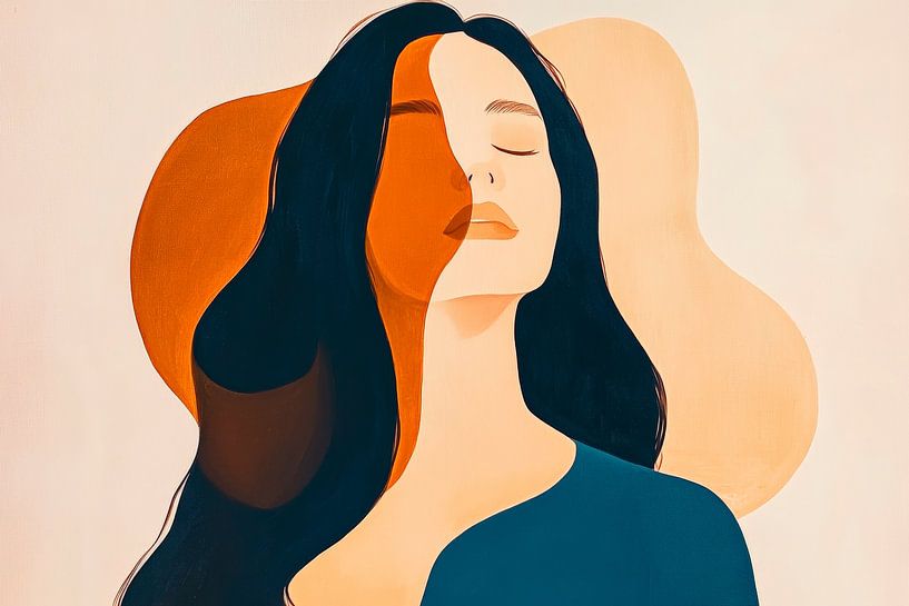 Gezicht met zacht gekleurde gebieden van Poster Art Shop