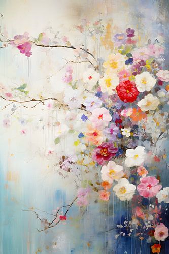 Paysages fleuris en bleu