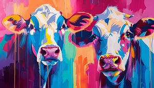 Abstract cows panorama artistic