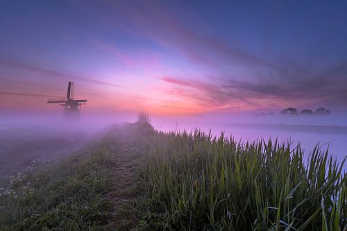 Molen in ochtend mist