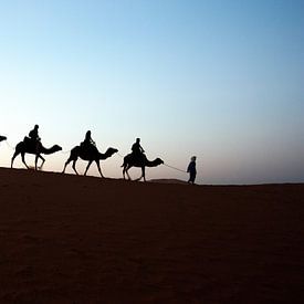 RIDING INTO SAHARA SUNSET van Paul Steenaart