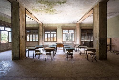 Salle de classe abandonnée.
