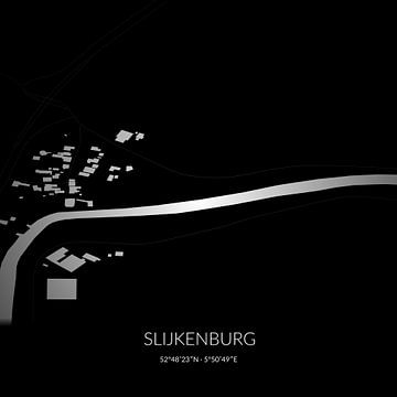 Black-and-white map of Slijkenburg, Fryslan. by Rezona