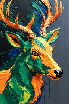 Abstract kleurrijk hertengewei schilderij van Art & Soul Creations