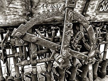Antieke ploegmachines zwart-wit van Dorothy Berry-Lound