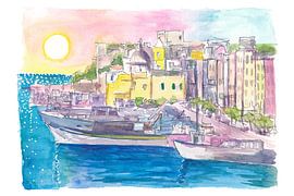 Procida Kleine eilandhaven in de Golf van Napels van Markus Bleichner