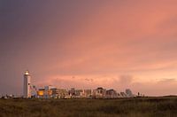 Boulevard Noordwijk met avondrood