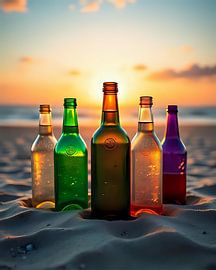 Flaschen im goldenen Licht von Jean Pierre