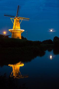 Moulin à vent de nuit sur Sander van Mierlo