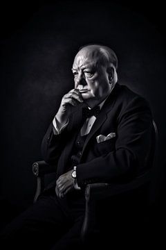 Winston Churchill Nachdenklicher Staatsmann von De Muurdecoratie