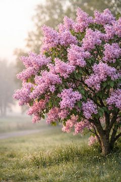Lilac bush in the morning light – delicate pink blossoms in spring by Christina Bauer Photos