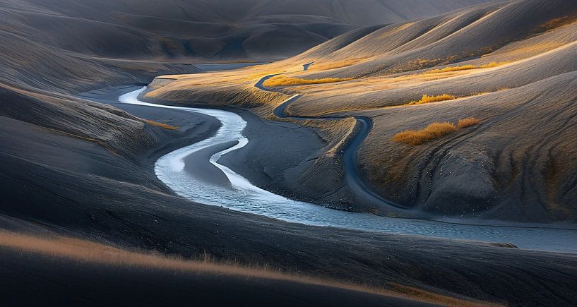 Harde herfst in IJsland van fernlichtsicht