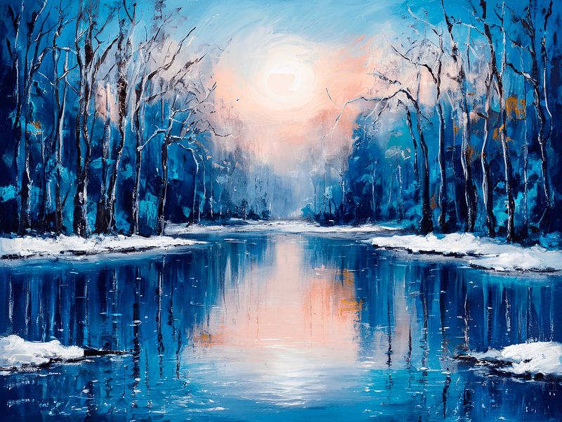 Winter landscape by the lake by Petra Dreiling-Schewe