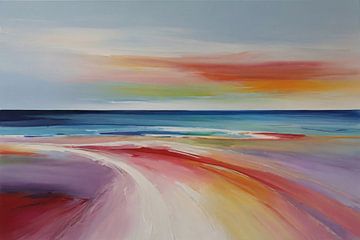 Strand abstract regenboog kleuren van De Muurdecoratie