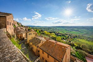 Montepulciano Dorf Panoramablick, Toskana