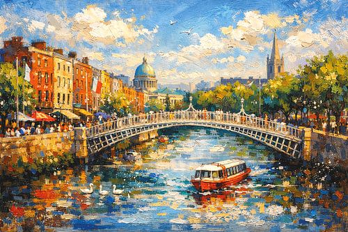 Dublin in Ierland, een impressionistisch schilderij.