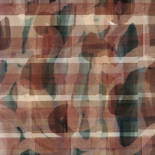 Formes et lignes organiques et géométriques de style japonais. Marron et vert.