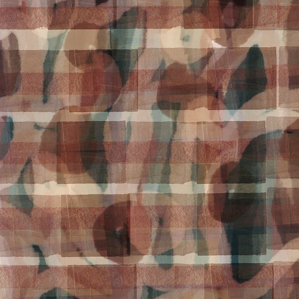 Organic and geometric shapes and lines in Japandi style. Brown and green. by Dina Dankers