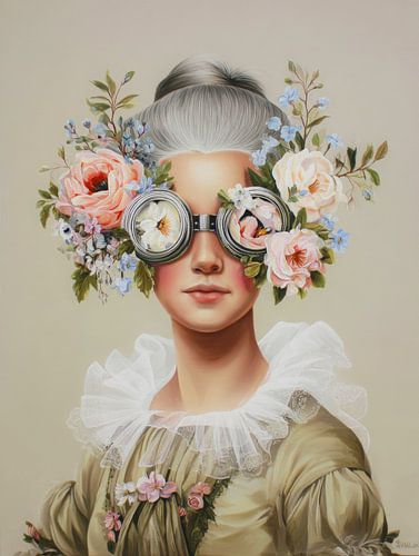 Dromerig portret met bloemen en bril van But First Framing