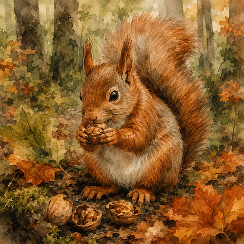 Walnusszeit für Eichhörnchen