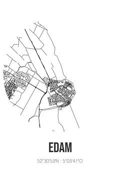 Edam (Noord-Holland) | Landkaart | Zwart-wit van Rezona