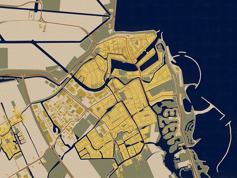 Map of the center of Medemblik in the style of Gustav Klimt by Maporia