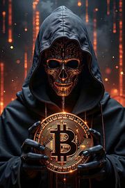 CRYPTOR - Un hacker tenant un bitcoin dans ses mains
