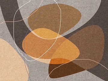 Formes organiques brun doré. Géométrie moderne abstraite rétro. sur Dina Dankers