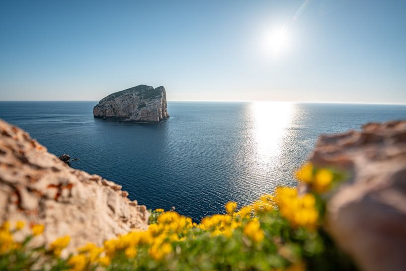 Sonnenstrahlen an den Klippen Sardiniens am Parco Naturale Di Porto Conte von Leo Schindzielorz