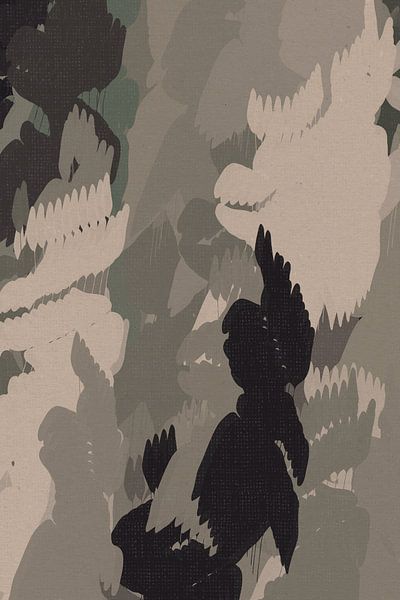 Modern abstract art. Leaves in neutral colors. by Dina Dankers