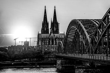 Köln Panorama Kölner Dom schwarz-weiß