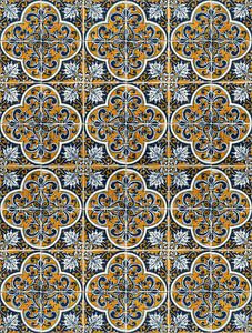 Elegante portugiesische Azulejo-Fliesen in Blau und Orange