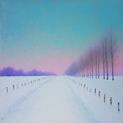Snowy landscape | Row of trees, silence