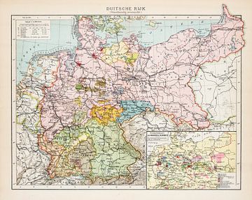 Vintage kaart Duitsland Staatkundig van Studio Wunderkammer