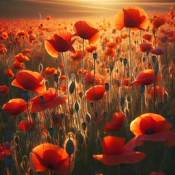 Poppies in a poppy field by Jessica Berendsen