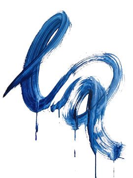 Abstract Blue Brushstrokes on White Background