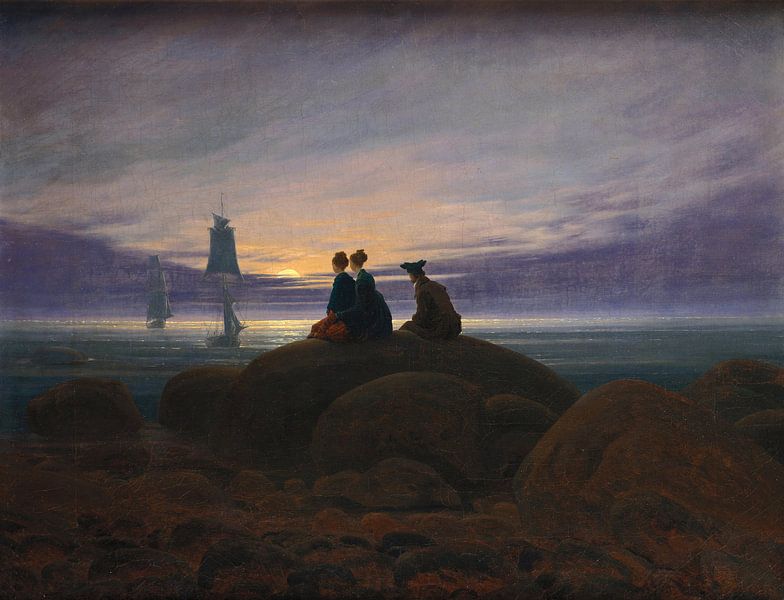 Caspar David Friedrich - Maanopkomst bij de zee van 1000 Schilderijen