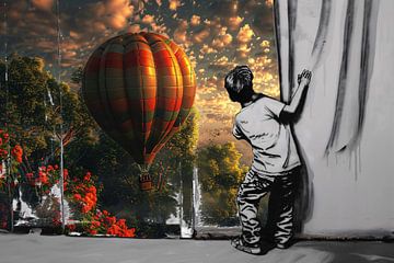 Jongen reikt naar kleurrijke luchtballon van Art & Soul Creations